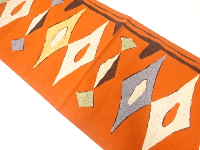 JAPANESE NAGOYA OBI / WOVEN ABSTRACT RHOMBUS
